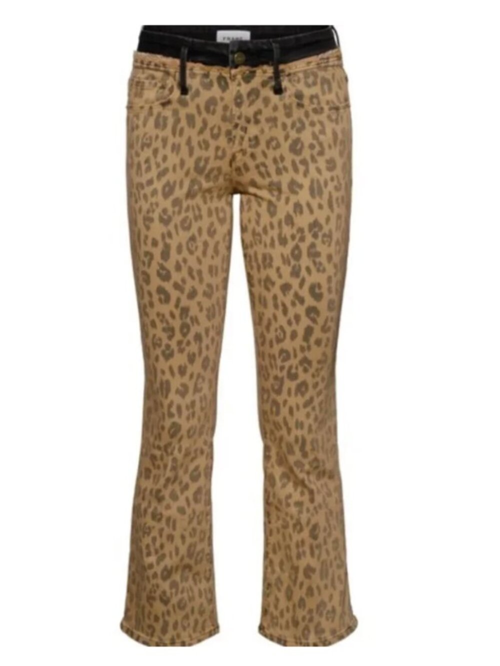 FRAME Le Crop Mini Boot Jeans in Coated Leopard Print Size 26
